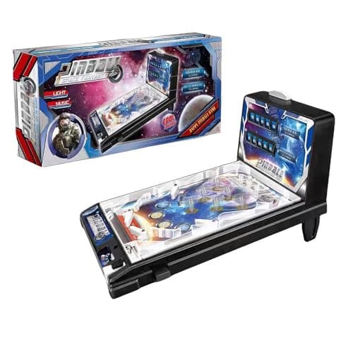 Tabletop Pinball Machine Retro, Classic Pinball Toy with Lights Sounds and Scorer, Electronic Pinball Ball Shooting Game, Puzzle Games for Kids, Pinball Game Favor