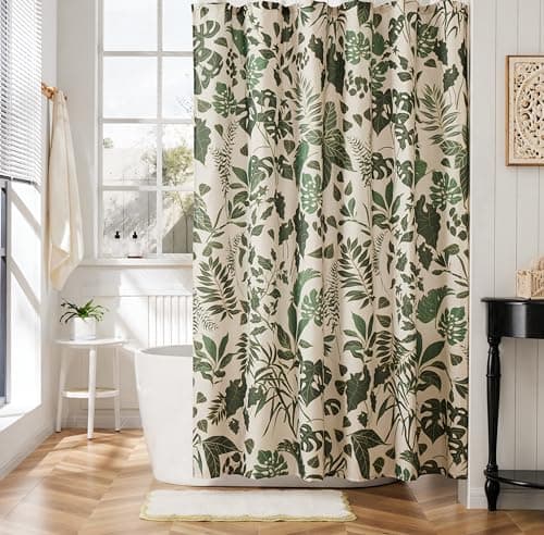 Ohocut Boho Shower Curtain Green Cute Floral Shower Curtains for Bathroom Allover Jungle Tropical Leaves Plant Shower Curtain Waterproof Polyester Fabric 72x72 Inch