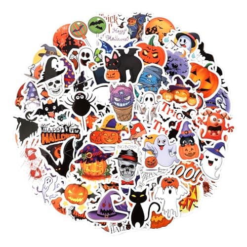 100PCS Halloween Stickers, Halloween Stickers Small, Halloween Stickers Bulk, Halloween Stickers for Classroom, Cute Halloween Vinyl Stickers for Halloween Decorations, Party Favors, Pumpkins