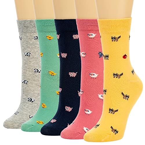 Losa Kute Womens Crew Socks for Women Cute birthday Gifts Slouch boot Funny Fun Cotton Girls Ladies Novelty crazy cool girlfriend gift Sock Size 7-9 Women's Dress Long Soft Cotton Socks X1-animals903