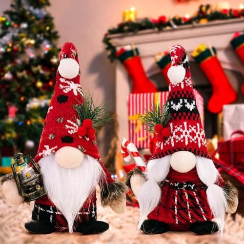 Gardace 2 Pcs Small Christmas Gnomes Plush Elf Decorations,Handmade Scandinavian Tomte, Christmas Gnomes Clearance, Doll Gnome Decorations, Holiday Presents, Interior Home Decoration