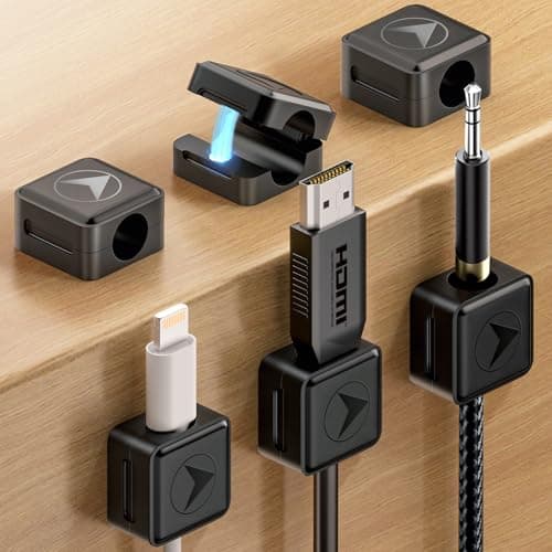 Magnetic Cord Organizer, 6 Pack Adhesive Charging Cable Clips Holder for Nightstand, Easy Secure Cord Keeper Cable Clips Wire Management for Phone, Home, Office, Desk| Universal Fit| Strong Magnet