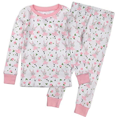 HonestBaby Girls Organic Cotton 2-Piece Snug Fit Pajama Set, Tutu Cute, 3T