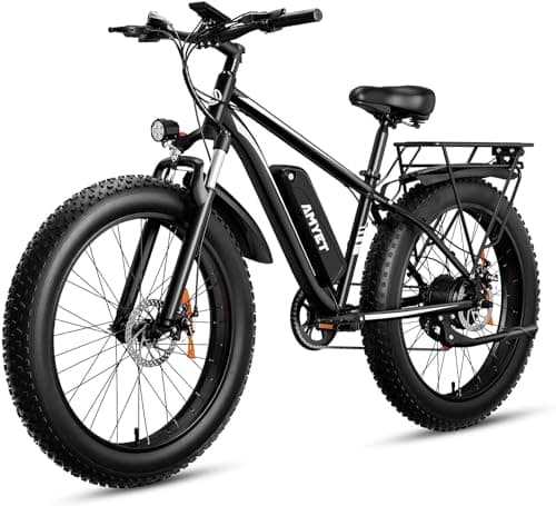 AMYET EB26 Electric Bike for Adults Peak 1500W Electric Bicycle 48V 15AH (720WH) Battery Electric Bike 26" Fat Tire Mountain 28mph 7 Speed Gears Dual Shock Absorber Electric Bike (Black)