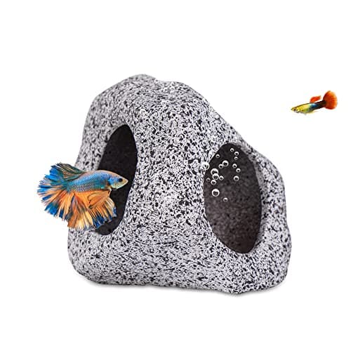 Ameliade Aquarium Decorations Cave Fish Tank Accessories Rock Decor for Shrimp Cichlid Hiding Breeding Small Fish Bowl Hide Decoration Betta Toys Hideout Stones House（Medium）