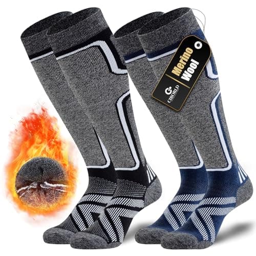 Cirorld Merino Wool Ski Socks Women Men,2 Pairs Knee High Winter Warm Skiing Socks Performance Thermal Snowboarding Socks