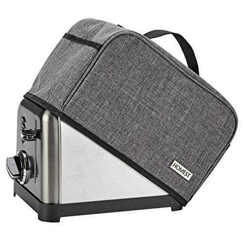 HOMEST Toaster Cover with Pockets Compatible with Cuisinart 2 Slice, Can Hold Jam Spreader Knife & Toast Machine Tongs, Dust and Fingerprint Protection, Grey