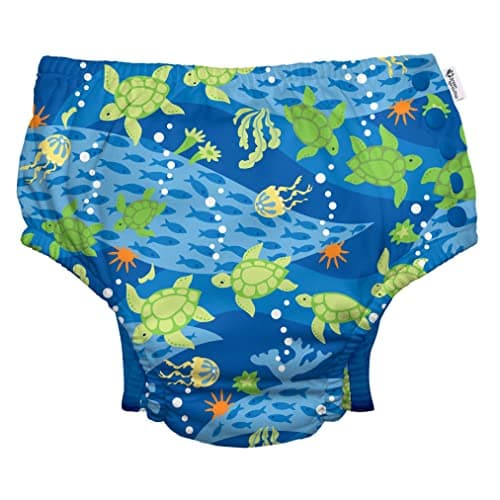 green sprouts Boys' Snap Reusable Absorbent Swimsuit Diaper, Royal Blue Turtle Journey, 24 M