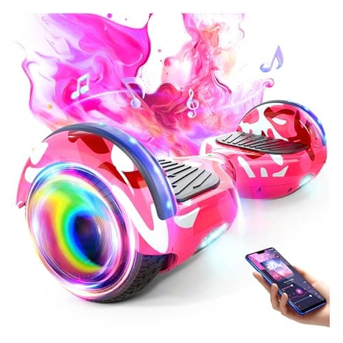 SISIGAD Scooter, Electric Scooters with Bluetooth & 6.5" Flash Wheels & LED Headlights Fender Lights, All Terrain for Girls Boys Kids Ages 5+