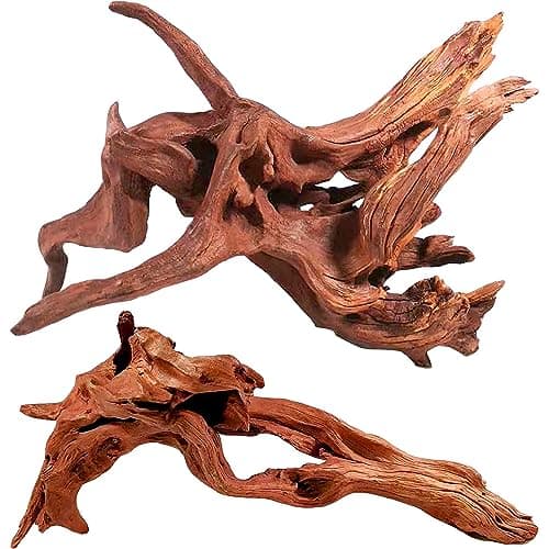 WDEFUN Natural Driftwood for Aquarium Decor, 2-Piece 10''-14'' Large Driftwood for Decorations on Fish Tank, Reptiles Bearded Dragon Accessories or Air Plants