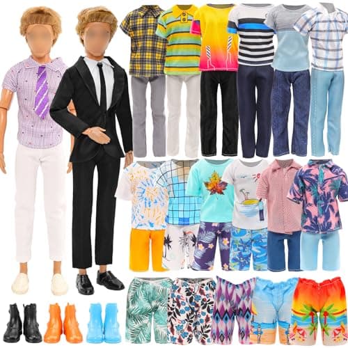 Miunana Lot 12 Items Doll Clothes for Boy Doll Include Random 4 PCS Casual Wear + 5 PCS Dolls Pants +3 Pairs of Shoes