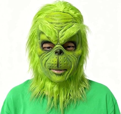 casapre Christmas Costume Mask Cosplay Adult The Green Monster Mask Christmas Holiday Party Costume Mask (Green Mask)
