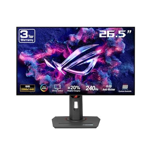 ASUS ROG Strix 27” 1440P OLED Gaming Monitor (XG27AQDMG) - QHD, Glossy OLED, 240Hz, 0.03ms, Custom Heatsink, Anti-Flicker,Uniform Brightness, G-SYNC Compatible, 99% DCI-P3, DisplayWidget,