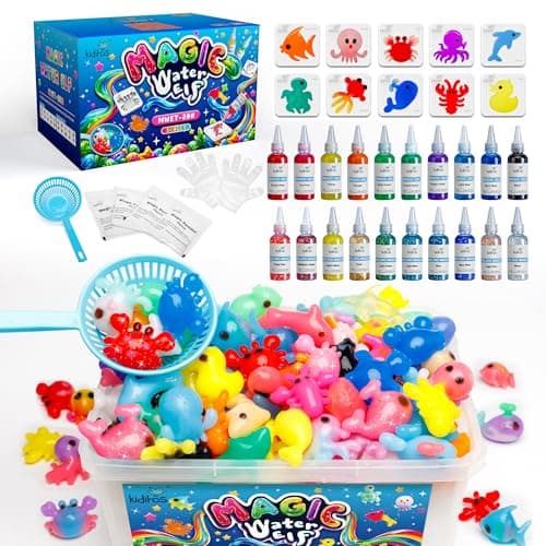 Kiditos Magic Water Elf Toy Kit, Aqua Fairy Water Gel Kit with 20 Magic Gels, 10 Sea Creature Molds. Christmas Gifts, Birthday Gifts, Party Favors, Arts & Crafts DIY STEM for Kids(20 Colors)