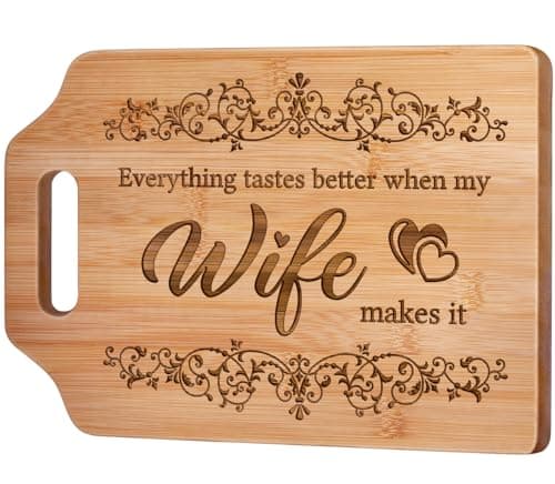 AceThrills Valentines Day Gifts for Wife Her, Wife Valentines Day Gifts, Wife Birthday Gift Ideas, Romantic Wife Gifts from Husband - Engraved Bamboo Cutting Board 12.3"L x 8.7"W x 0.4"Th