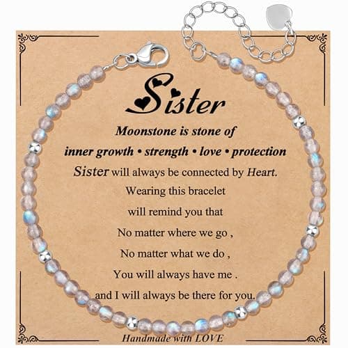 JoycuFF Sister Birthday Gifts from Sisters, Christmas Gifts for Sister Moonstone Bracelet for Women