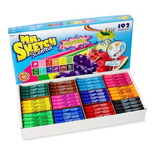 Mr. Sketch Scented Washable Markers, Chisel Tip, Assorted Colors, 192 Count