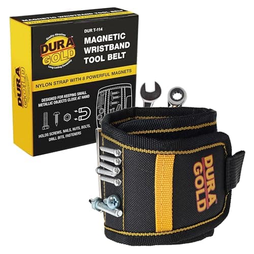 Dura-Gold Magnetic Wristband Tool Belt - Nylon Wrist Strap, Powerful Magnets for Holding Fasteners, Screws, Nails, Nuts, Bolts, Drill Bits - Mechanic, Construction, DIY Gadget, Birthday Gift Men, Dads