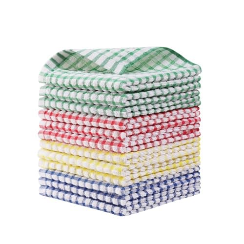 Egles 12 Packs Kitchen Dishcloths 12x12 Inches 100% Cotton Kitchen Dish Cloths for Washing Dishes Scrubbing Wash Cloths Dish Towels Sets (Mix Color)