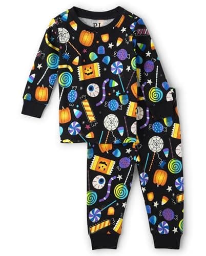 The Children's Place,Unisex Baby,and Kids, Sibling Matching, Holiday Pajama Sets, Cotton,Allover Halloween Candy,6