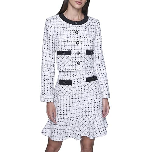 KARL LAGERFELD Paris Women's Jacket, Soft White Black, 6