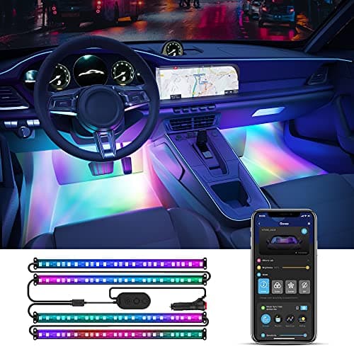 Govee Smart Car LED Strip Lights, RGBIC Interior Car Lights with 4 Music Modes, 30 Scene Options and 16 Million Colors, APP Control 2 Lines Design LED Car Lights for SUVs, DC 12V