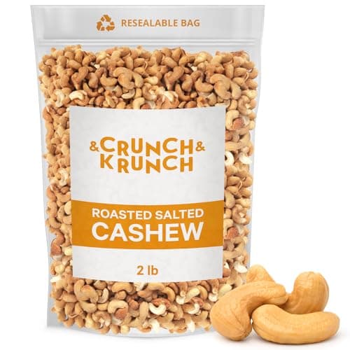 Roasted Salted Cashews, (2 Pound)Roasted Salted Cashews, Healthy Protein Snack Whole Cashew Nut for Cooking, Baking, Salads and Gourmet Cravings, Keto, Kosher, & Vegan Diet, Freshly Roasted Cashew