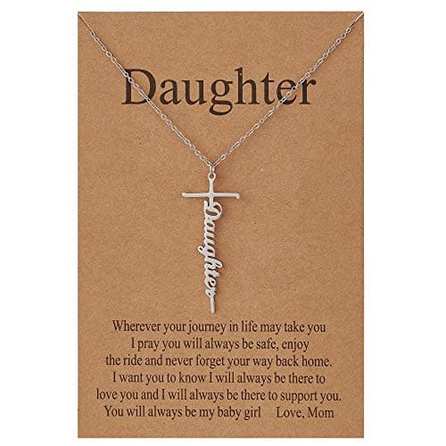 Lcherry Daughter Gifts from Mother Daughter Cross Necklace for Women Religious Gifts for Women