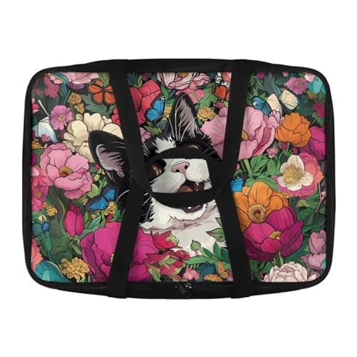 KUIFORTI Cat Flower Casserole Carrier Insulated Casserole Carriers Hot Food Carrier for Potluck Parties, Picnic, Cookouts, Fits 11 x 15 or 9 x 13 Lasagna Pan, Casserole Dish, Baking Dish