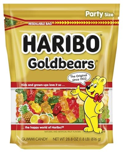 HARIBO Goldbears, Gummi Candy, 28.8 oz Resealable Bag, Assorted Flavors