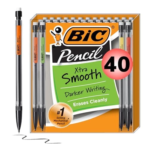 BIC Xtra-Smooth Mechanical Pencils with Erasers, Bright Edition Medium Point (0.7mm), 40-Count Pack, Bulk Mechanical Pencils for School or Office Supplies