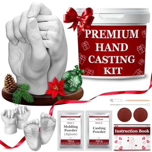TECEUM Hand Casting Kit for Couples – Christmas Gifts for Women & Men – Anniversary DIY Gifts for Her or Him, Family, Babies & Adults – Ideal for Wedding, Baby Shower, Mother’s Day – Romantic Gift