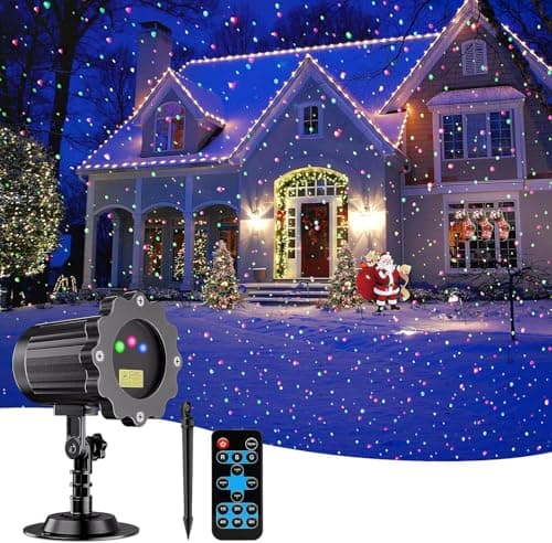 FLITI Laser Christmas Projector Lights Outdoor, Waterproof Christmas Decorations Moving Stars Light Show, Remote Control Timer, Holiday Projector Decorations for House, Yard & Garden