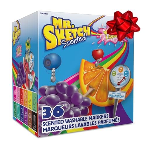 Mr. Sketch Scented Washable Markers, Chisel Tip Marker, Assorted Colors, 36 Count