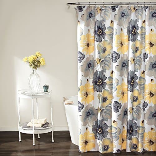 Lush Decor - Shower Curtain, Blooming Flowers Design, Country Cottage & Farmhouse Bathroom Decor (Leah Floral, 72" x 72")