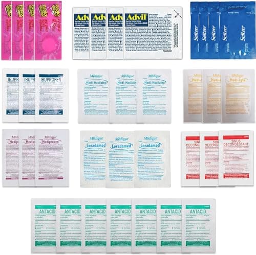 Travel Essentials Medicine Variety Pack with Travel RX Kit & Travel Medicine Kit for Travel, Work, Camping, Cruises - 37 Individually Wrapped Travel Size Medicine Packets (2 Pack)