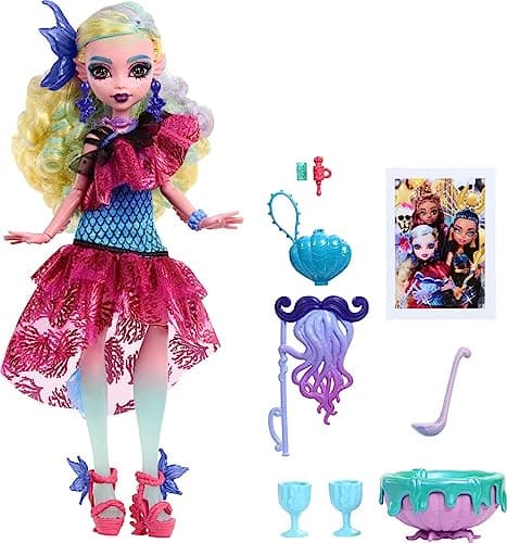 Monster High Monster Ball Doll, Lagoona Blue in Party Dress with Themed Accessories Including Balloons & Punch Bowl