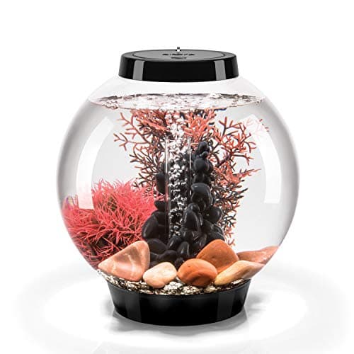 biOrb Classic 15 Complete Aquarium Set, Black, 4-Gallon Aquarium with Red Stone River Décor and White LED Light