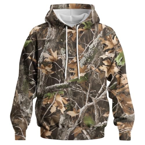 GHUALURU Men's Camo Hoodies Sweatshirt Hunting Shirts Camouflage Long Sleeve Fishing Clothes,Multicolor Camo4,2XL