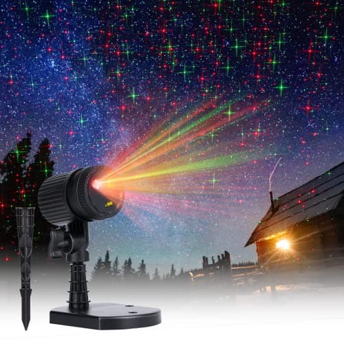 Christmas Projector Laser Lights Outdoor Red and Green Starry Projection Light 3 Working Modes Waterproof Plug in Mountable Landscape Lights for Holiday Xmas Indoor Party New Year Decoration Show