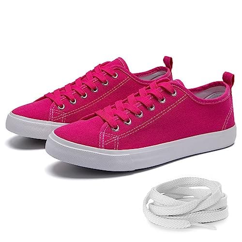 The Fashion Supply Skylar Canvas Women's Sneakers - Canvas Shoes for Women Sneakers, Comfortable Sneakers for Women, Pink, 9