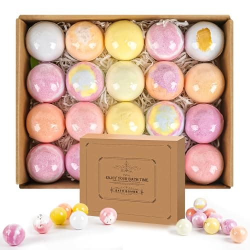 Pahxu Bath Bombs 20 PCS Set, Organic Bath Bombs with Natural and Safe Essential Oil, Handmade Rich Bubble for Skin Moisturizing, Present for Her/Him, Girls, Women, Wife, Mother