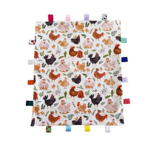 TRYTUTRY Tag Blanket for Babies, Soft Baby Security Blanket with Tags, Cute Baby Sensory Blankets, 55x45CM/21.7x17.7INCHES