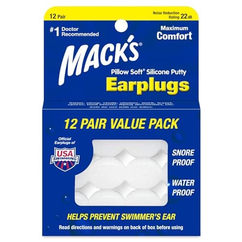 Mack's Pillow Soft Silicone Earplugs, 12 Pair – The Original Moldable Silicone Putty Ear Plugs for Sleeping, Snoring, Swimming, Travel, Concerts and Studying | Made in USA