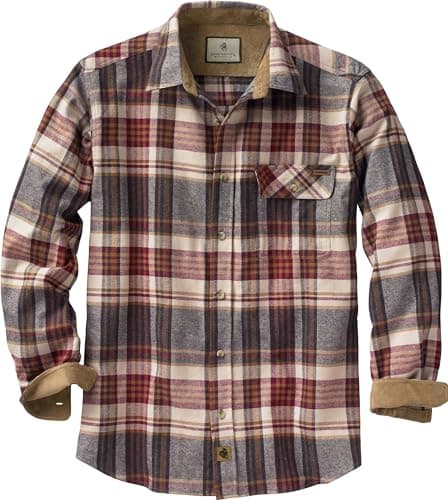 Legendary Whitetails Mens Flannel Shirt Long Sleeve Button Down 100% Cotton, Cedarwood Plaid, LRG