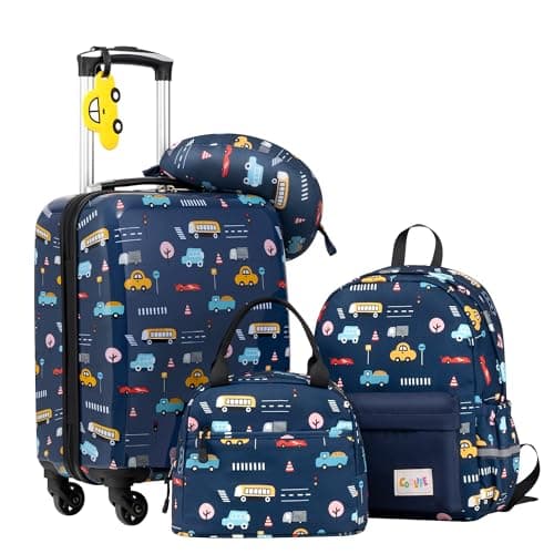 Coolife Kid’s Luggage Set 5 Piece Suitcase Set 16’’ Carry on Hardside Spinner Toddler Luggage Travel Rolling Luggage Girls Boys