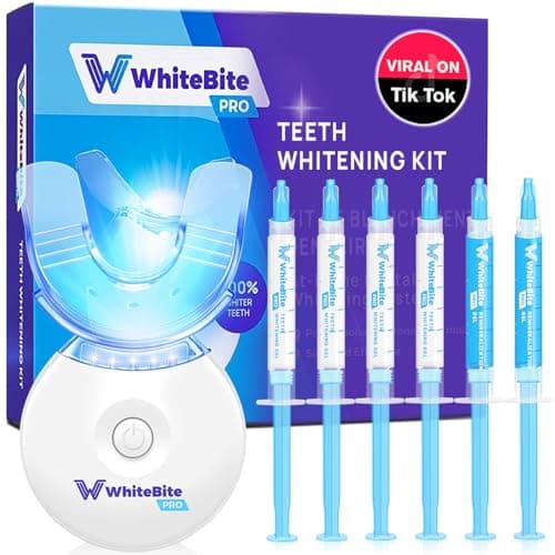 Whitebite Pro Professional Teeth Whitening Kit with Gels for Sensitive Teeth: Teeth Whitening LED Light, 35% Carbamide Peroxide, Remineralization Gel | Whiter in 7 Days (Spearmint)