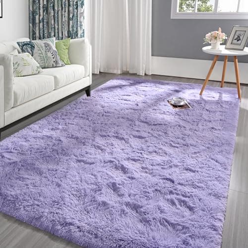 Pettop Fluffy Lavender Purple Area Rug for Bedroom Living Room, 3x5 Feet Soft Plush Fuzzy Rugs for Girls Kids Boys, Non-Slip and Washable Rug for Nursery Classroom, Carpet for Rooms Decor
