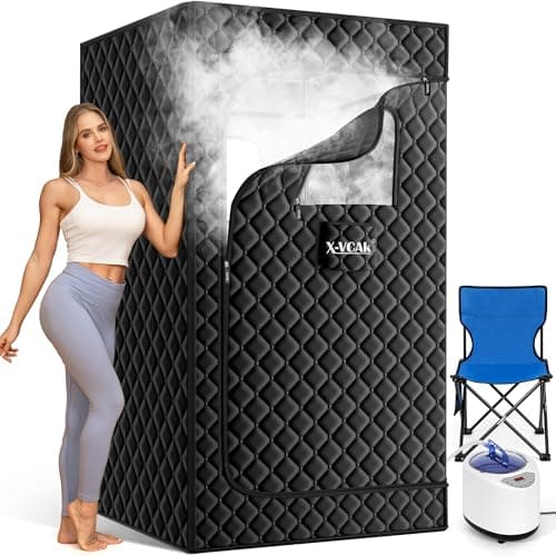X-Vcak Sauna Box for Relaxation, Detoxification, Portable Steam Sauna with 3L Large Steamer, 9 Levels, 2.6’ x 2.6’ x 5.9’