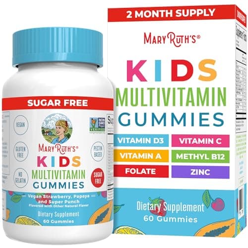 MaryRuth Organics Kids Vitamins | Multi | Sugar Free | 2 Month Supply | Kids Multivitamin Gummies for Ages 2+ | Multivitamin for Kids | Vitamins for Kids | Vegan | Only 1 Gummy a Day | 60 Count |